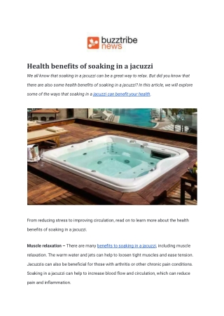 Health benefits of soaking in a jacuzzi
