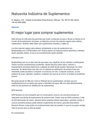 Natusvita Indústria de Suplementos