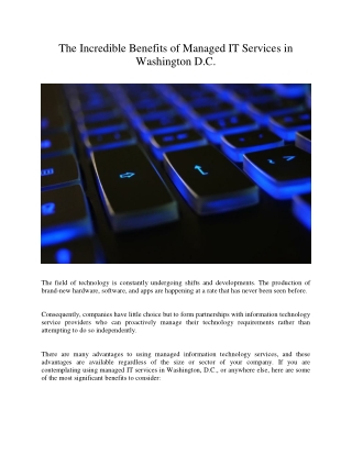 The Incredible Benefits of Managed IT Services in Washington D.C.