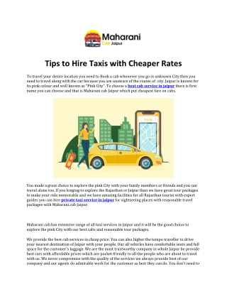 Tips to Hire Taxis with Cheaper Rates
