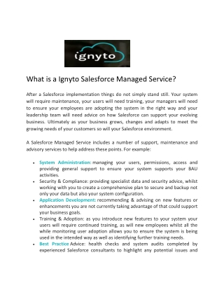 Ignyto Salesforce Managed Service - Ignyto