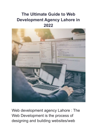 The Ultimate Guide to Web Development Agency Lahore in 2022