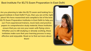 Best Institute for IELTS Exam Preparation East Delhi