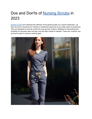 Dos and Don'ts of Nursing Scrubs in 2023