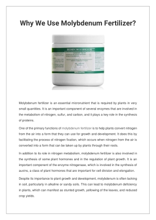 Why We Use Molybdenum Fertilizer (2)