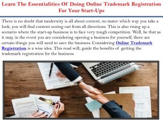 Learn The Essentialities Of Doing Online Trademark Registration For Your Start-Ups