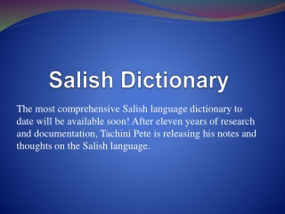 Salish Dictionary of American Language