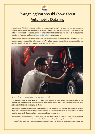 Everything You Should Know About Automobile Detailing