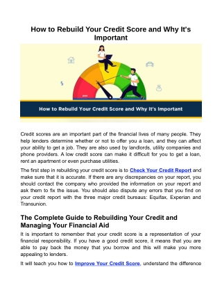 How to Rebuild Your Credit Score and Why It's Important