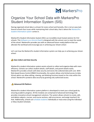 Organize Your School Data with MarkersPro Student Information System
