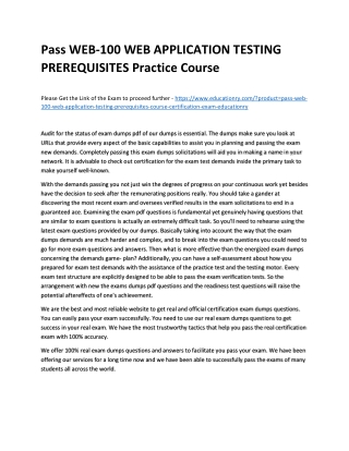 WEB-100 WEB APPLICATION TESTING PREREQUISITES COURSE