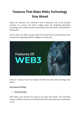Features That Make Web3 Technology Stay Ahead