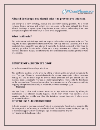 Albucid Eye Drops: you should take it to prevent eye infection