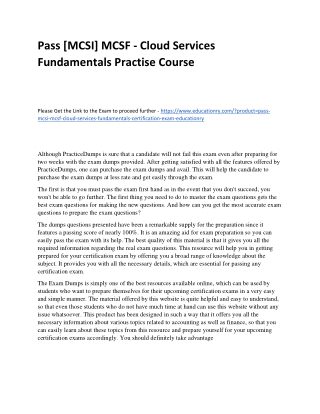 [MCSI] MCSF - Cloud Services Fundamentals