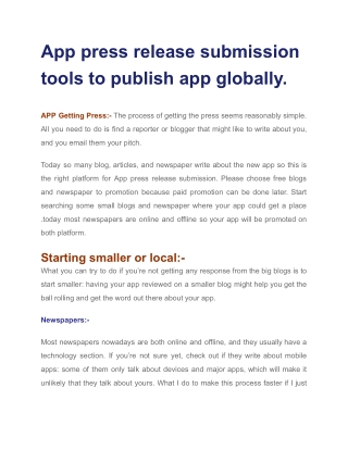 App press release submission tools to publish app globally.