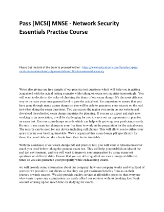 [MCSI] MNSE - Network Security Essentials