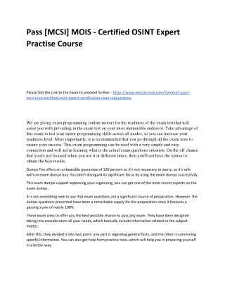 [MCSI] MOIS - Certified OSINT Expert