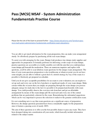 [MCSI] MSAF - System Administration Fundamentals