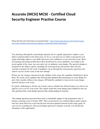 [MCSI] MCSE - Certified Cloud Security Engineer