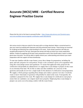 [MCSI] MRE - Certified Reverse Engineer