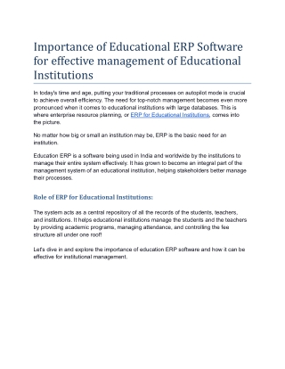 Importance of education ERP software for effective management - PDF