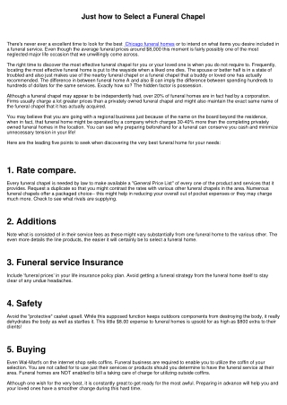 Just how to Choose a Funeral Home