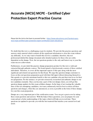 [MCSI] MCPE - Certified Cyber Protection Expert