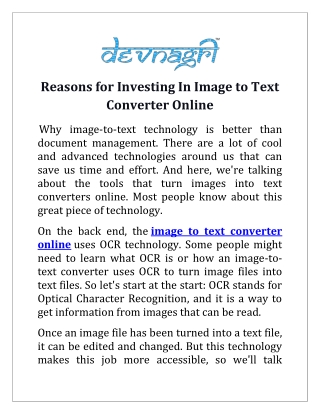 Reasons for Investing In Image to Text Converter Online