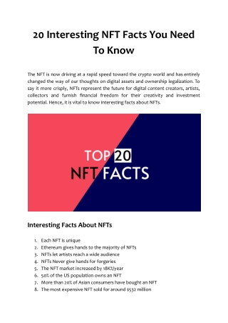 20 Interesting NFT Facts You Need To Know