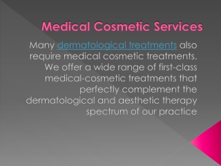 Medical Cosmetic Services