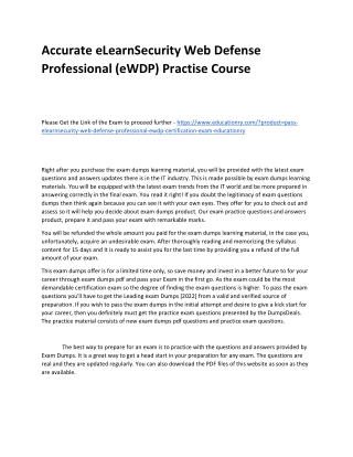 eLearnSecurity Web Defense Professional (eWDP)