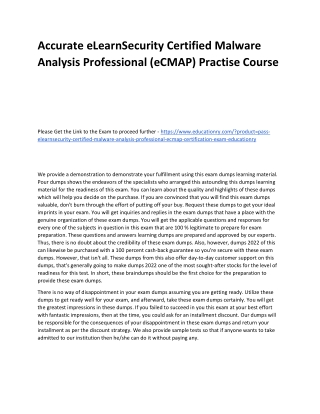 eLearnSecurity Certified Malware Analysis Professional (eCMAP)