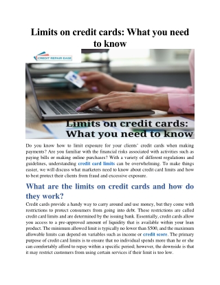 Limits on credit cards: What you need to know