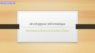 Développeur Back-end Freelance France | Développeur-informatique.com