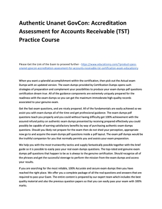 Unanet GovCon: Accreditation Assessment for Accounts Receivable (TST)