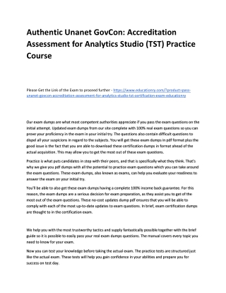 Unanet GovCon: Accreditation Assessment for Analytics Studio (TST)