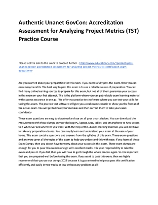 Unanet GovCon: Accreditation Assessment for Analyzing Project Metrics (TST)