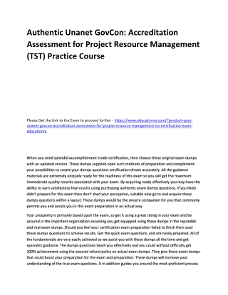 Unanet GovCon: Accreditation Assessment for Project Resource Management (TST)