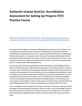Unanet GovCon: Accreditation Assessment for Setting Up Projects (TST)