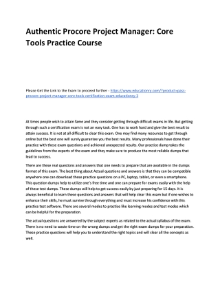 Procore Project Manager: Core Tools