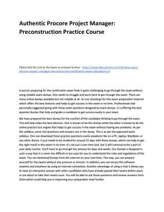 Procore Project Manager: Preconstruction