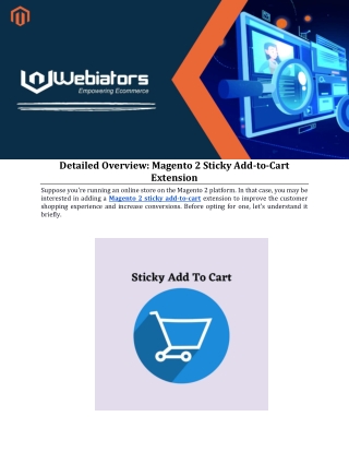 Webiators Provide Sticky Add To Cart Extension For Magento Store