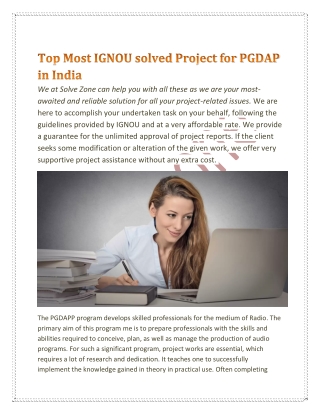 Top Most IGNOU solved Project for PGDAP in India