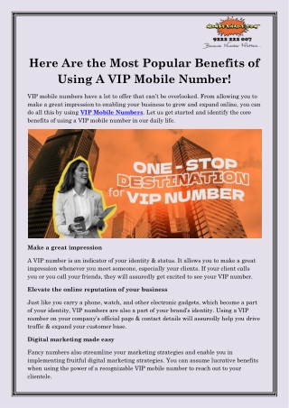 VIP Mobile Numbers