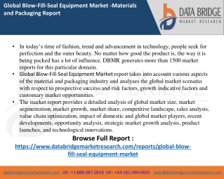 Blow-Fill-Seal Equipment Market report