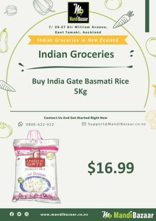 Buy India Gate Basmati Rice 5Kg - Mandi Bazaar