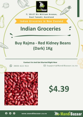 Buy Rajma - Red Kidney Beans (Dark) 1Kg - Mandi Bazaar