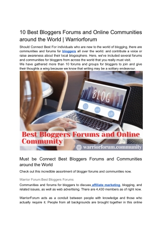10 Best Bloggers Forums and Online Communities around the World _ Warriorforum