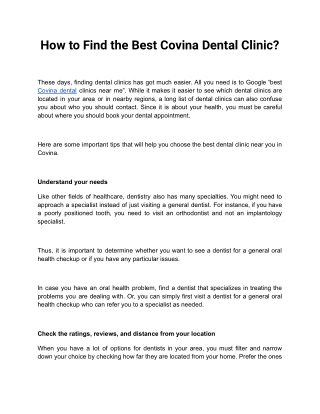 How to Find the Best Covina Dental Clinic_