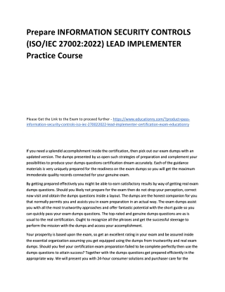 INFORMATION SECURITY CONTROLS (ISO/IEC 27002:2022) LEAD IMPLEMENTER